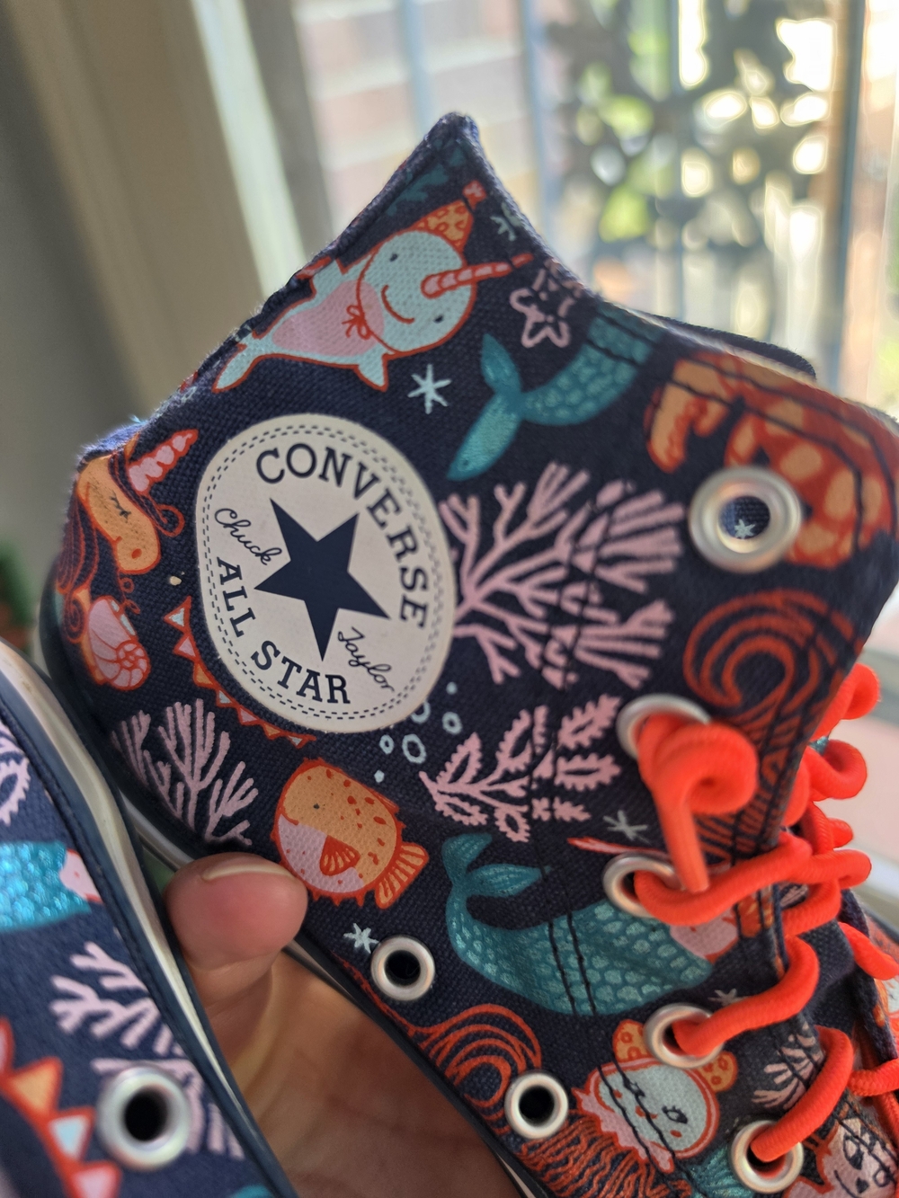 Converse Kids All Star Narwhal Print High-Top Sneakers - Navy/Pink